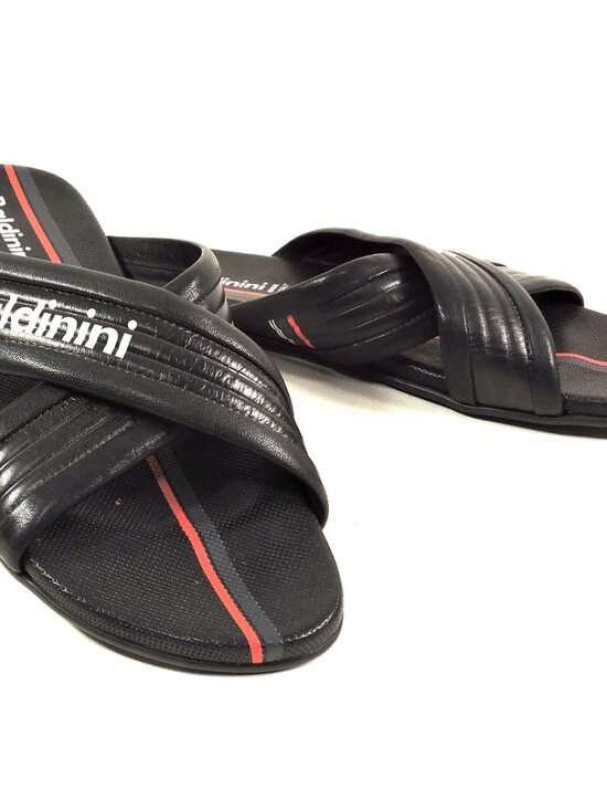BALDININI ?? MEN\'S BLACK  SOFT LEATHER COMFORT FLAT SUMMER SANDALS